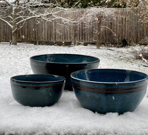 Floating Blue Bowls (Set of 3)